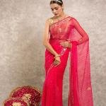 Pink Pure Georgette Lehariya Saree | Aari, Sequin & Resham Work | Jaipurio Designer Collection